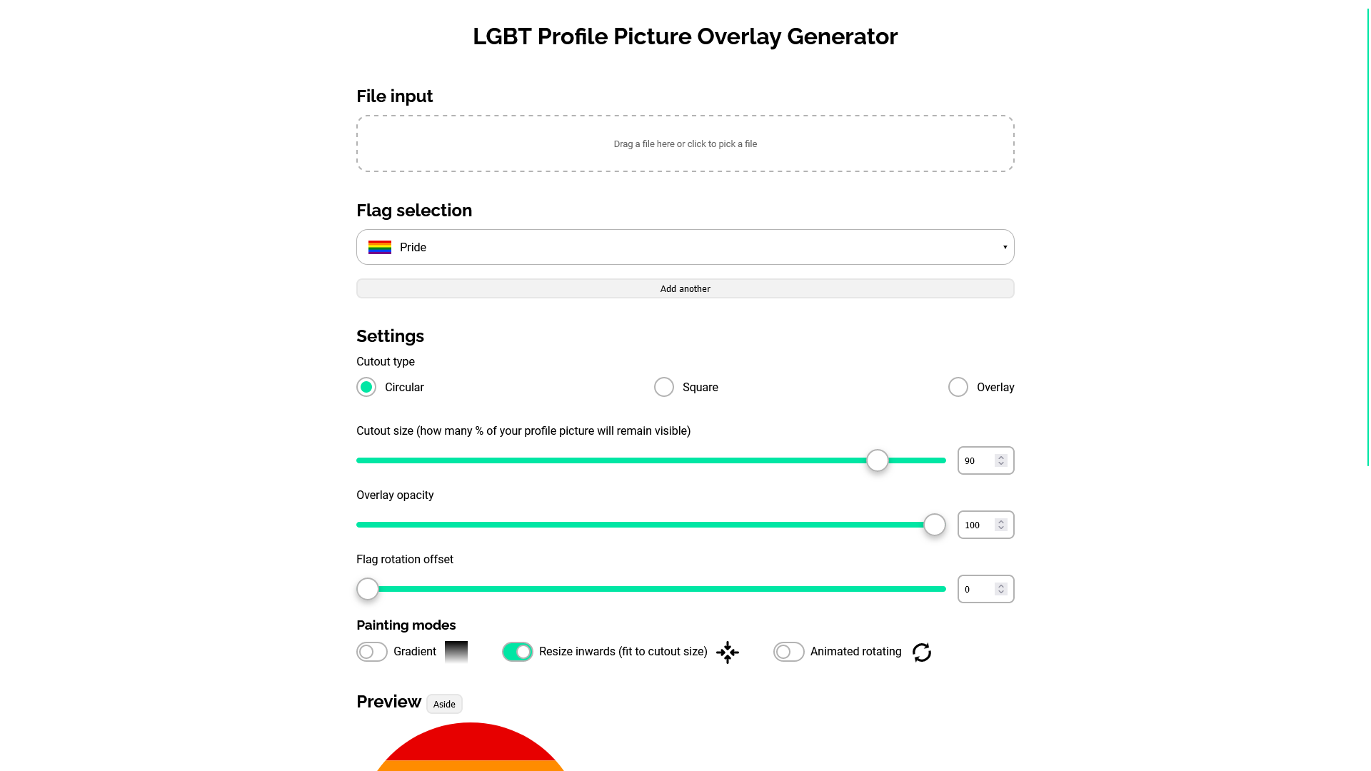 Project banner for LGBTQ+ Pride Profile Picture Overlay Generator